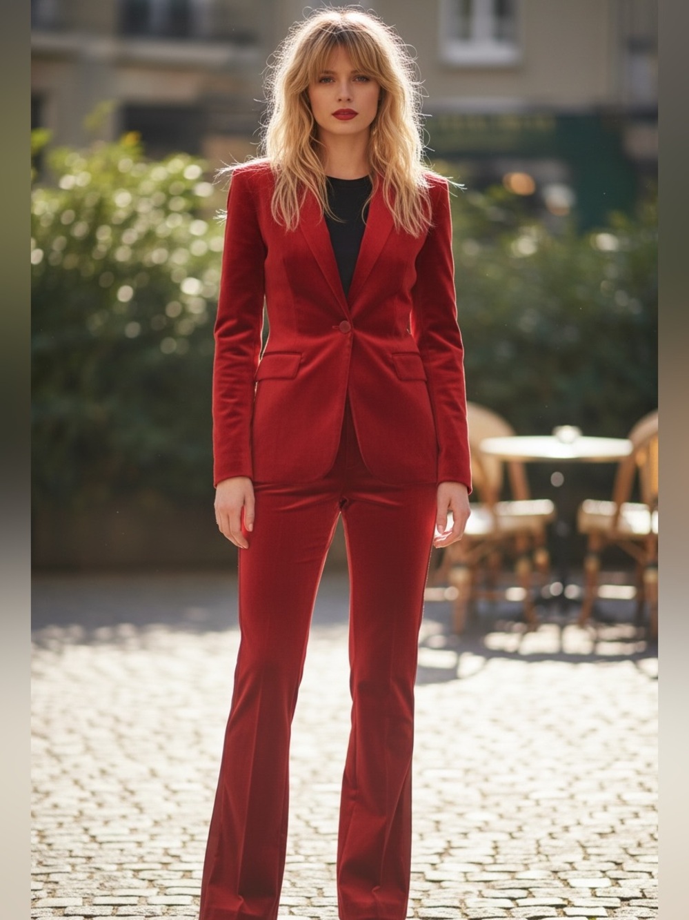 Gucci Crimson Velvet Tailored Pants